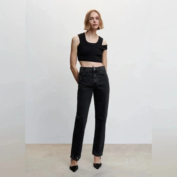 Mango ripped high-rise straight jeans NWT - Picture 2 of 7